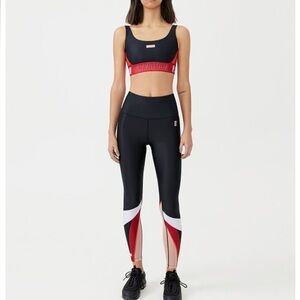 P.E Nation Colorblock Leggings Black Red Beige Size M